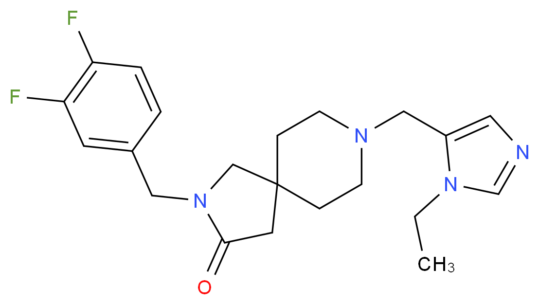 2-(3,4-difluorobenzyl)-8-[(1-ethyl-1H-imidazol-5-yl)methyl]-2,8-diazaspiro[4.5]decan-3-one_分子结构_CAS_)
