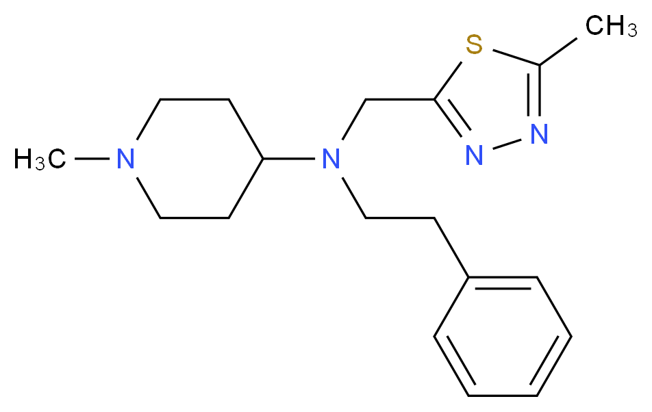 1-methyl-N-[(5-methyl-1,3,4-thiadiazol-2-yl)methyl]-N-(2-phenylethyl)-4-piperidinamine_分子结构_CAS_)