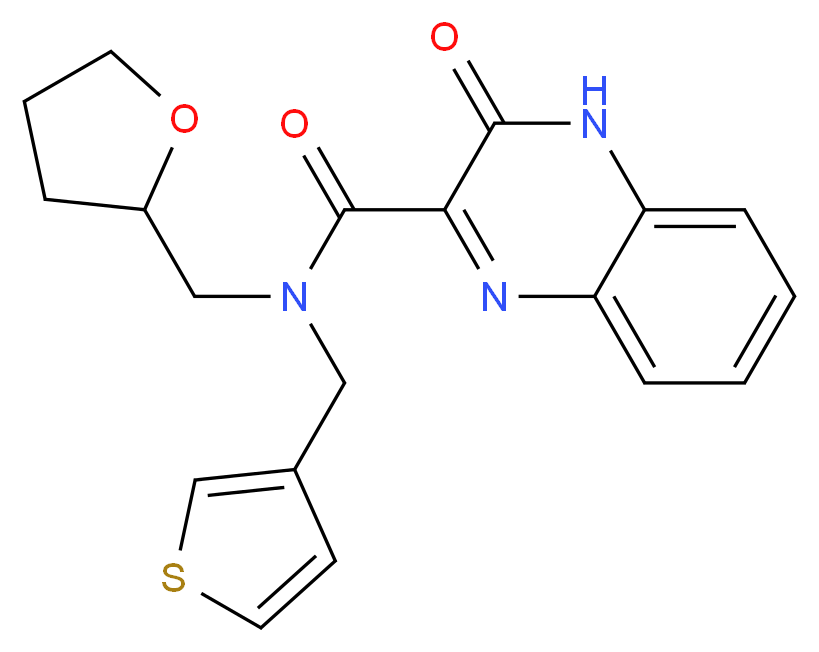 3-oxo-N-(tetrahydrofuran-2-ylmethyl)-N-(3-thienylmethyl)-3,4-dihydroquinoxaline-2-carboxamide_分子结构_CAS_)