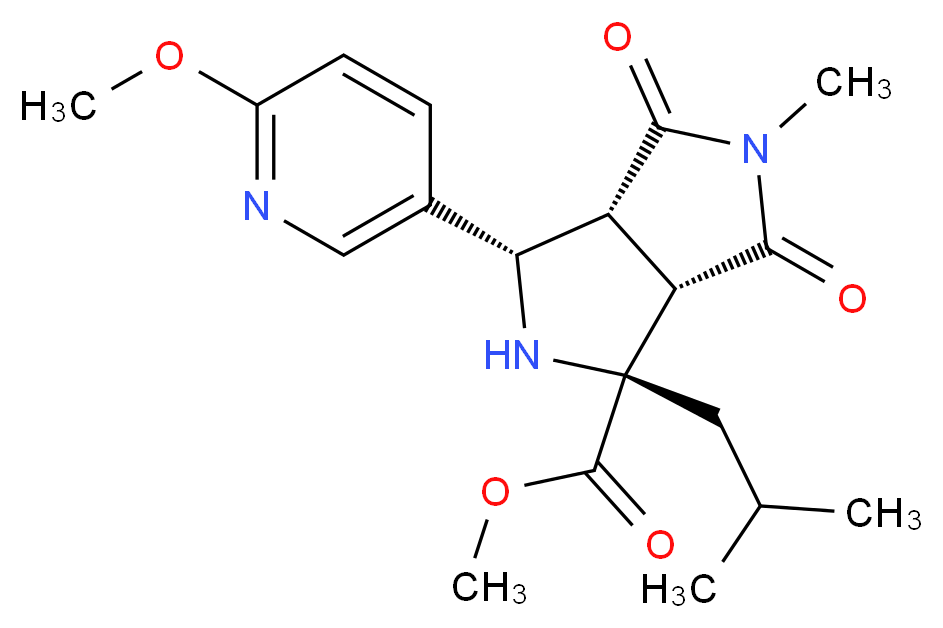methyl (1R*,3S*,3aR*,6aS*)-1-isobutyl-3-(6-methoxypyridin-3-yl)-5-methyl-4,6-dioxooctahydropyrrolo[3,4-c]pyrrole-1-carboxylate_分子结构_CAS_)