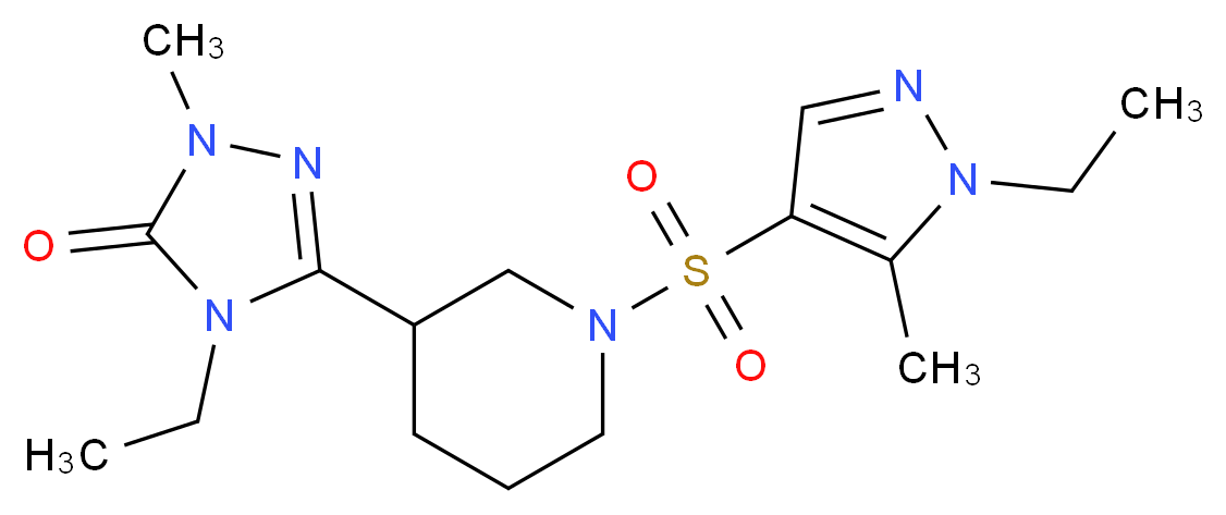 4-ethyl-5-{1-[(1-ethyl-5-methyl-1H-pyrazol-4-yl)sulfonyl]piperidin-3-yl}-2-methyl-2,4-dihydro-3H-1,2,4-triazol-3-one_分子结构_CAS_)