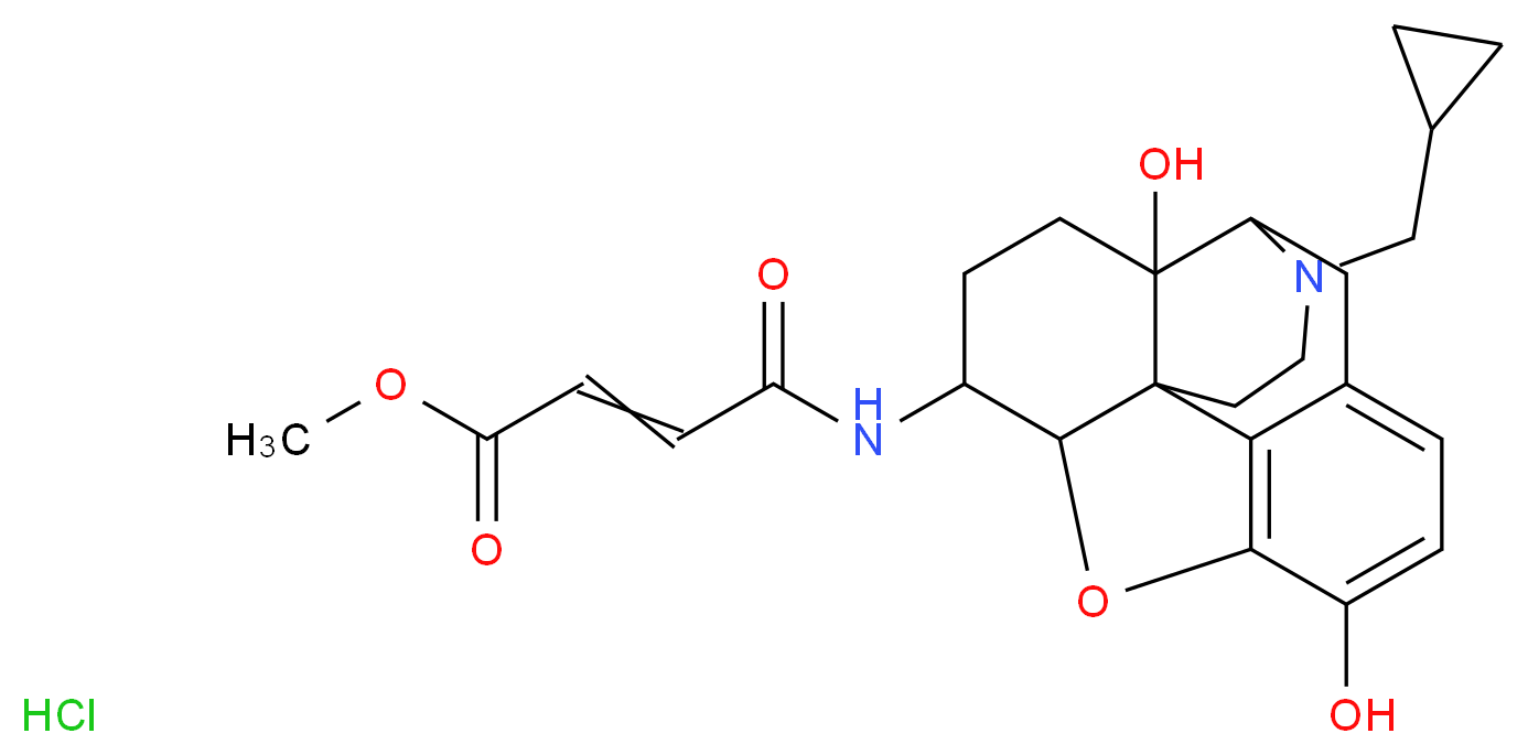 methyl 3-{[4-(cyclopropylmethyl)-10,17-dihydroxy-12-oxa-4-azapentacyclo[9.6.1.0^{1,13}.0^{5,17}.0^{7,18}]octadeca-7,9,11(18)-trien-14-yl]carbamoyl}prop-2-enoate hydrochloride_分子结构_CAS_72786-10-8