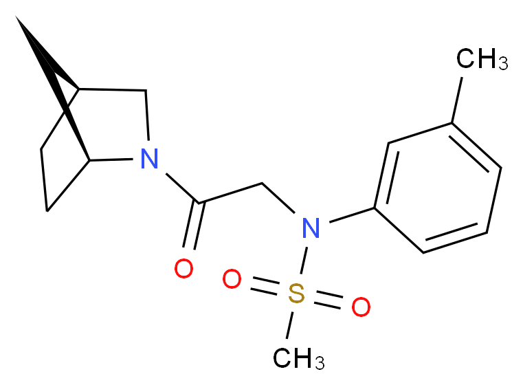 N-{2-[(1S*,4S*)-2-azabicyclo[2.2.1]hept-2-yl]-2-oxoethyl}-N-(3-methylphenyl)methanesulfonamide_分子结构_CAS_)