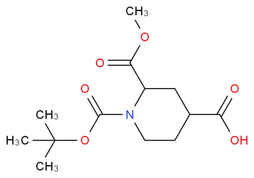 1-(tert-Butoxycarbonyl)-2-(methoxycarbonyl)-piperidine-4-carboxylic acid_分子结构_CAS_1255666-29-5)