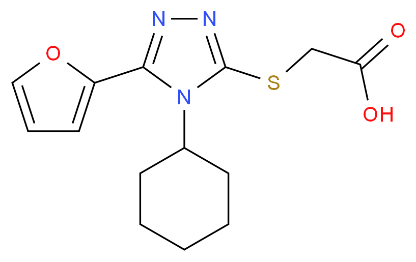 2-{[4-cyclohexyl-5-(furan-2-yl)-4H-1,2,4-triazol-3-yl]sulfanyl}acetic acid_分子结构_CAS_)