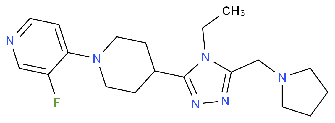 4-{4-[4-ethyl-5-(pyrrolidin-1-ylmethyl)-4H-1,2,4-triazol-3-yl]piperidin-1-yl}-3-fluoropyridine_分子结构_CAS_)