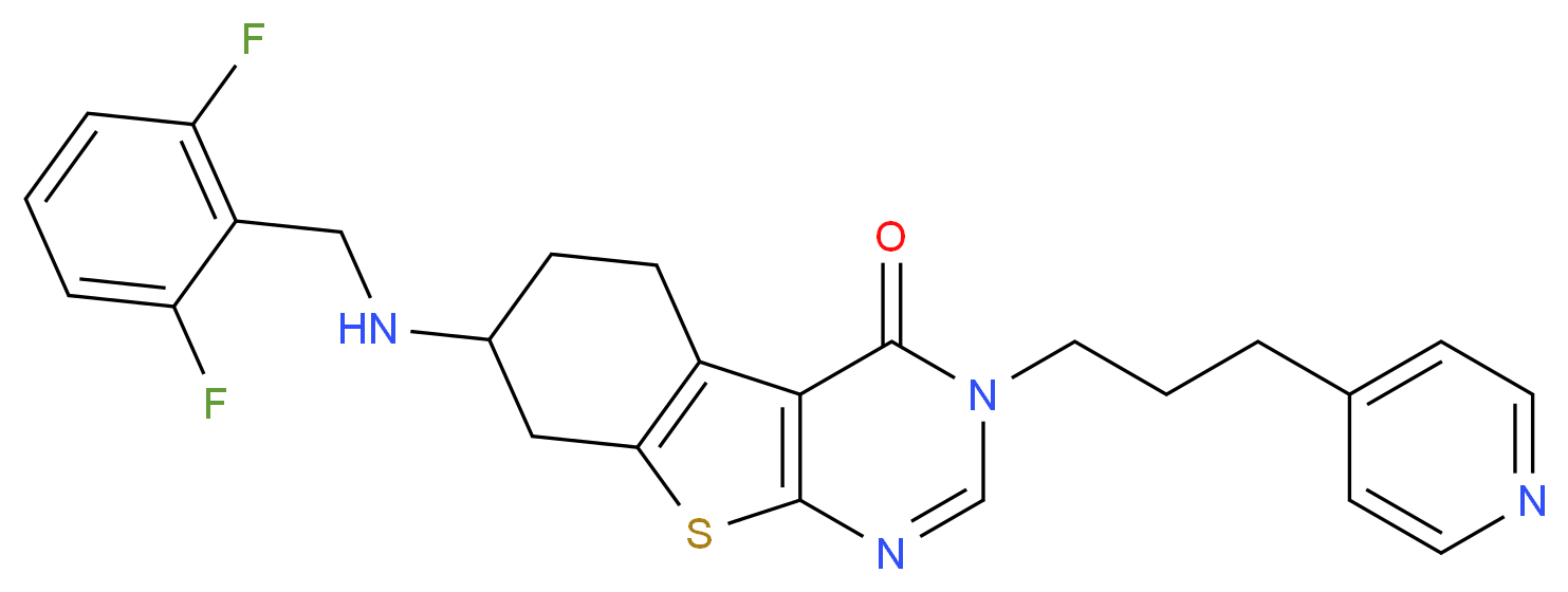 7-[(2,6-difluorobenzyl)amino]-3-[3-(4-pyridinyl)propyl]-5,6,7,8-tetrahydro[1]benzothieno[2,3-d]pyrimidin-4(3H)-one_分子结构_CAS_)