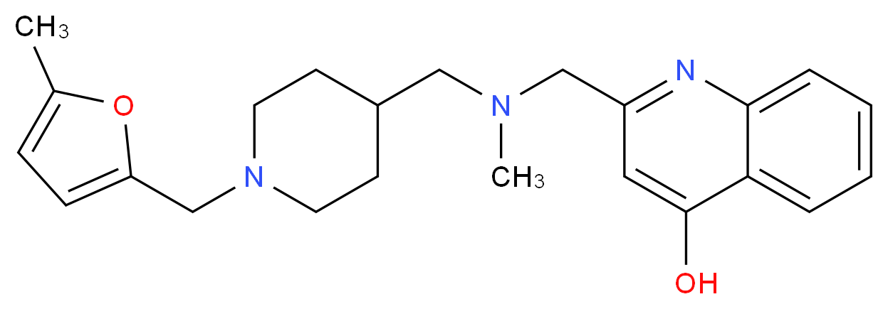 2-{[methyl({1-[(5-methyl-2-furyl)methyl]-4-piperidinyl}methyl)amino]methyl}-4-quinolinol_分子结构_CAS_)