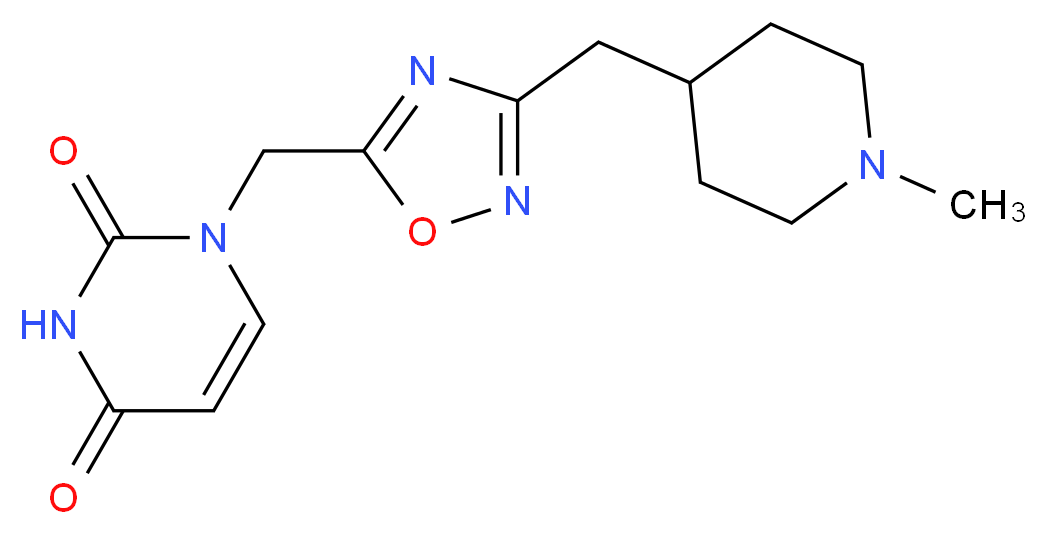 1-({3-[(1-methylpiperidin-4-yl)methyl]-1,2,4-oxadiazol-5-yl}methyl)pyrimidine-2,4(1H,3H)-dione_分子结构_CAS_)