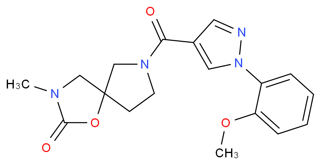 7-{[1-(2-methoxyphenyl)-1H-pyrazol-4-yl]carbonyl}-3-methyl-1-oxa-3,7-diazaspiro[4.4]nonan-2-one_分子结构_CAS_)