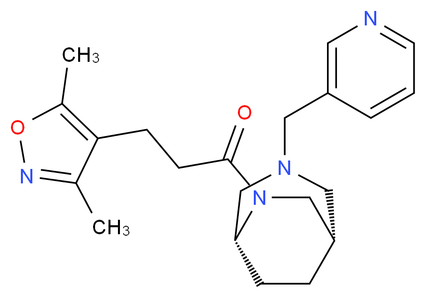 (1S*,5R*)-6-[3-(3,5-dimethyl-4-isoxazolyl)propanoyl]-3-(3-pyridinylmethyl)-3,6-diazabicyclo[3.2.2]nonane_分子结构_CAS_)