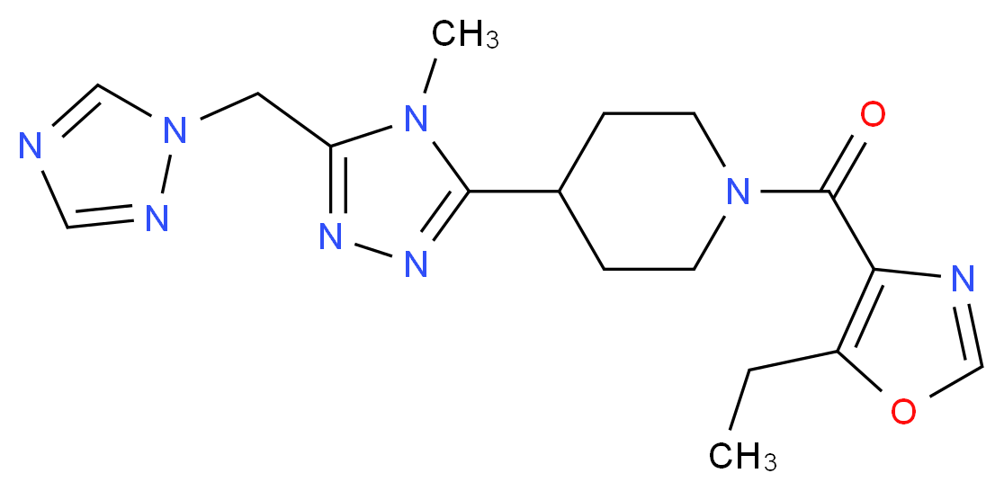 1-[(5-ethyl-1,3-oxazol-4-yl)carbonyl]-4-[4-methyl-5-(1H-1,2,4-triazol-1-ylmethyl)-4H-1,2,4-triazol-3-yl]piperidine_分子结构_CAS_)