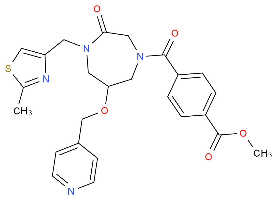 methyl 4-{[4-[(2-methyl-1,3-thiazol-4-yl)methyl]-3-oxo-6-(4-pyridinylmethoxy)-1,4-diazepan-1-yl]carbonyl}benzoate_分子结构_CAS_)