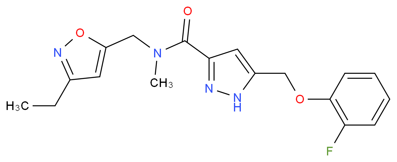 N-[(3-ethylisoxazol-5-yl)methyl]-5-[(2-fluorophenoxy)methyl]-N-methyl-1H-pyrazole-3-carboxamide_分子结构_CAS_)