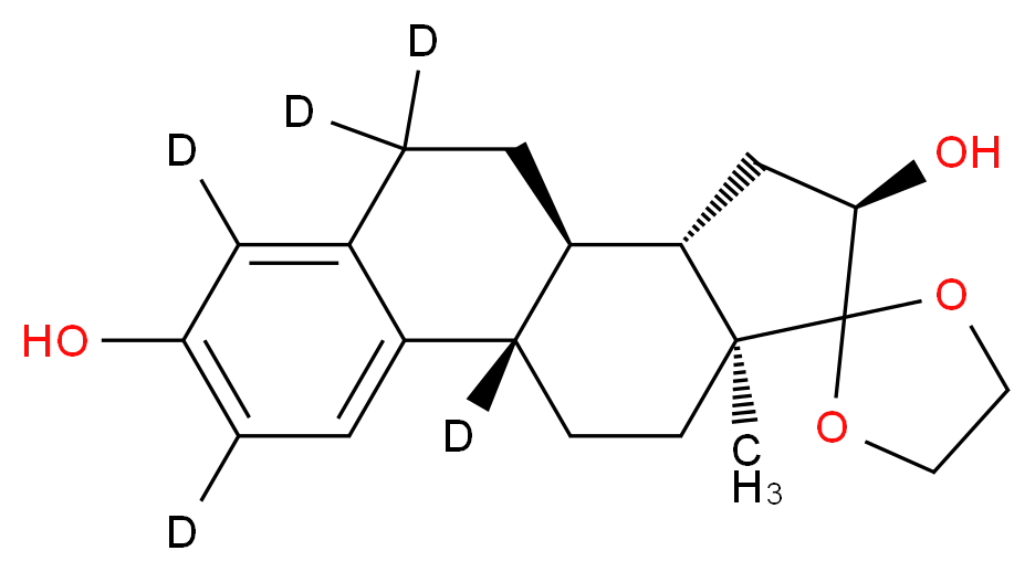 (1'S,10'S,11'S,13'R,15'S)-15'-methyl(1',4',6',8',8'-<sup>2</sup>H<sub>5</sub>)spiro[1,3-dioxolane-2,14'-tetracyclo[8.7.0.0<sup>2</sup>,<sup>7</sup>.0<sup>1</sup><sup>1</sup>,<sup>1</sup><sup>5</sup>]heptadecane]-2',4',6'-triene-5',13'-diol_分子结构_CAS_1259370-24-5