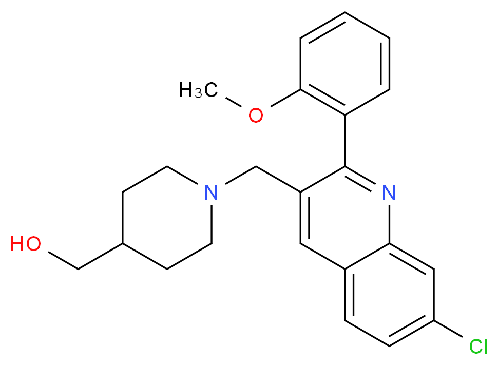 (1-{[7-chloro-2-(2-methoxyphenyl)-3-quinolinyl]methyl}-4-piperidinyl)methanol_分子结构_CAS_)