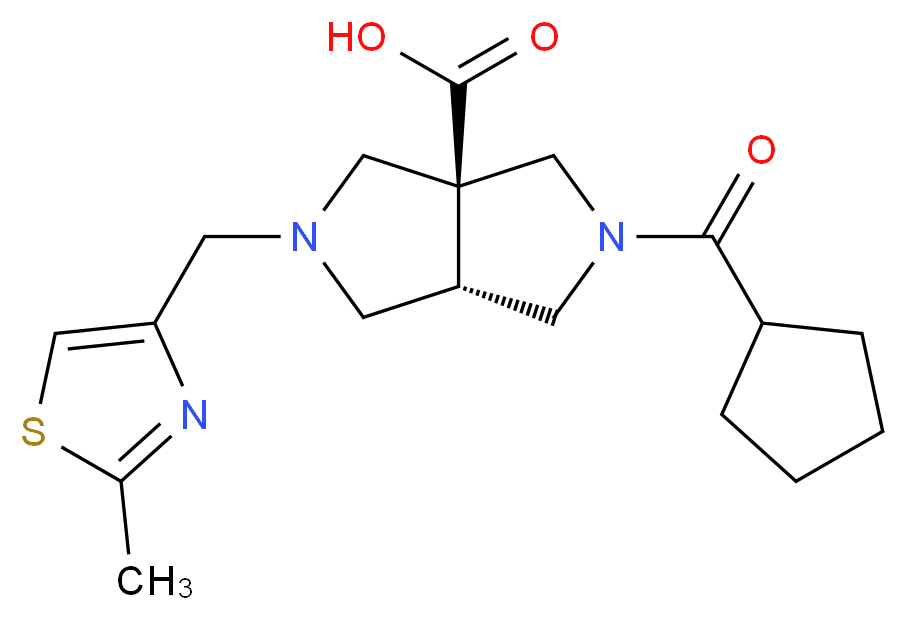 (3aS*,6aS*)-2-(cyclopentylcarbonyl)-5-[(2-methyl-1,3-thiazol-4-yl)methyl]hexahydropyrrolo[3,4-c]pyrrole-3a(1H)-carboxylic acid_分子结构_CAS_)