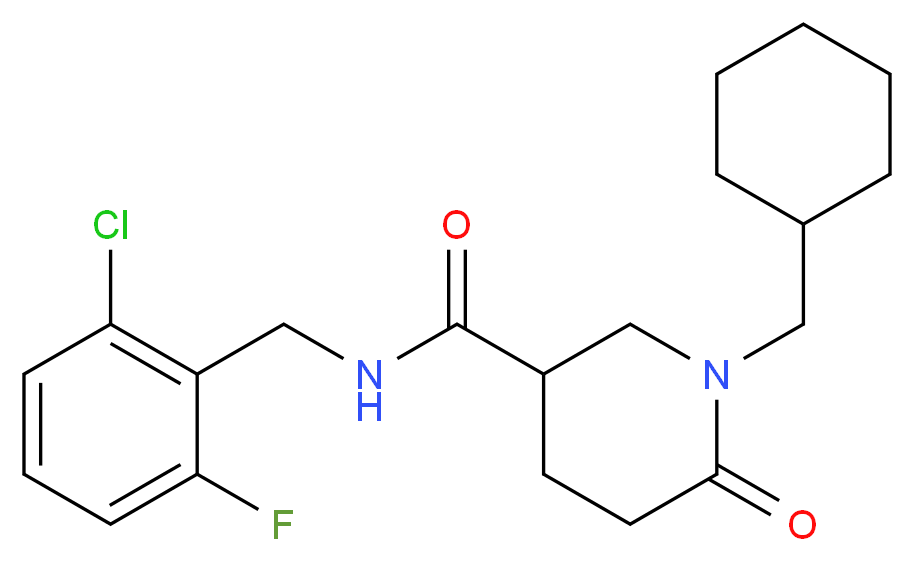N-(2-chloro-6-fluorobenzyl)-1-(cyclohexylmethyl)-6-oxo-3-piperidinecarboxamide_分子结构_CAS_)