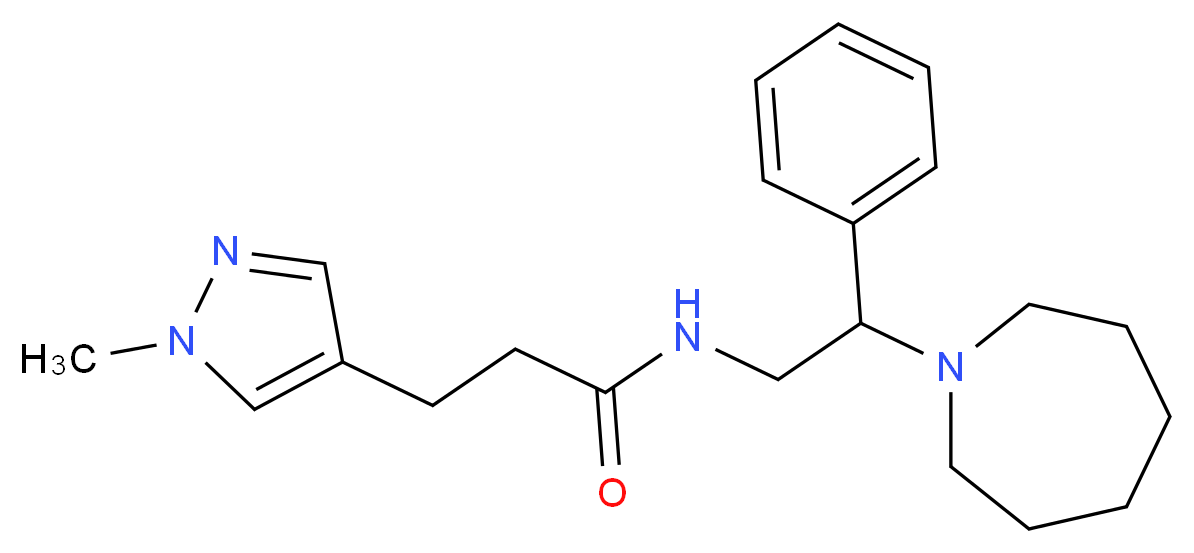 N-(2-azepan-1-yl-2-phenylethyl)-3-(1-methyl-1H-pyrazol-4-yl)propanamide_分子结构_CAS_)
