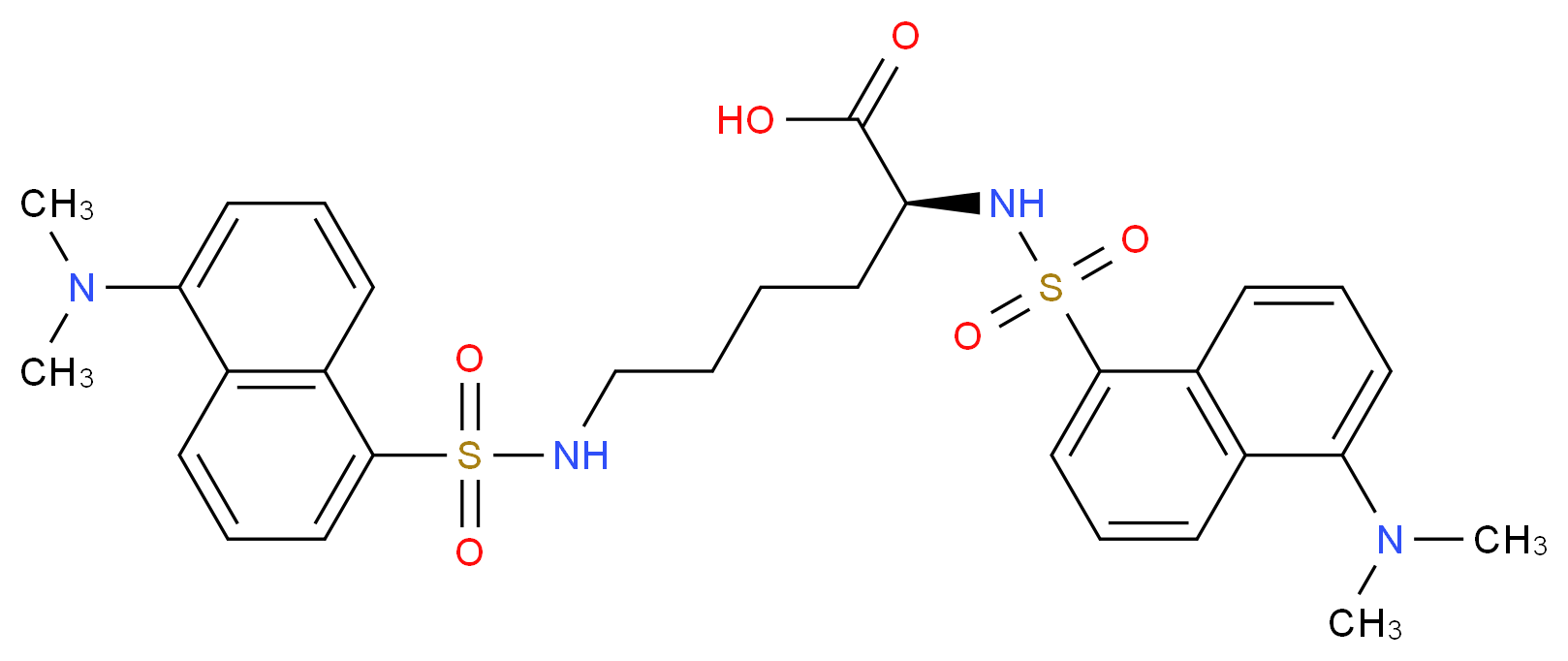 (2S)-2,6-bis[5-(dimethylamino)naphthalene-1-sulfonamido]hexanoic acid_分子结构_CAS_1263-03-2