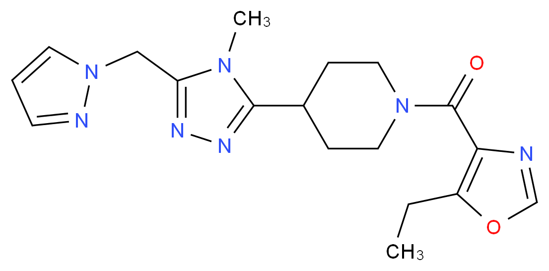 1-[(5-ethyl-1,3-oxazol-4-yl)carbonyl]-4-[4-methyl-5-(1H-pyrazol-1-ylmethyl)-4H-1,2,4-triazol-3-yl]piperidine_分子结构_CAS_)
