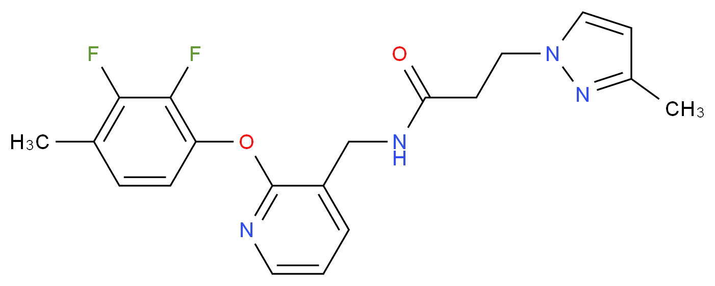 N-{[2-(2,3-difluoro-4-methylphenoxy)-3-pyridinyl]methyl}-3-(3-methyl-1H-pyrazol-1-yl)propanamide_分子结构_CAS_)