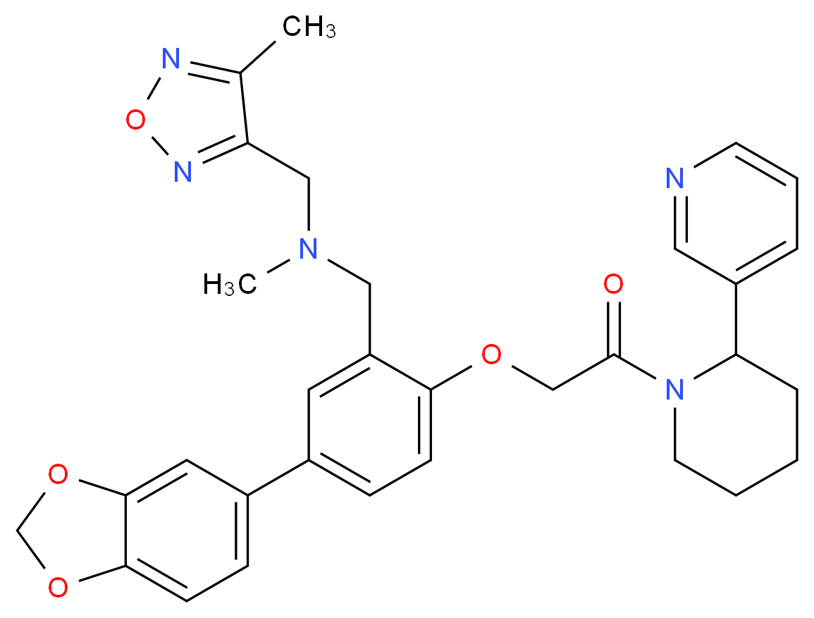 (5-(1,3-benzodioxol-5-yl)-2-{2-oxo-2-[2-(3-pyridinyl)-1-piperidinyl]ethoxy}benzyl)methyl[(4-methyl-1,2,5-oxadiazol-3-yl)methyl]amine_分子结构_CAS_)