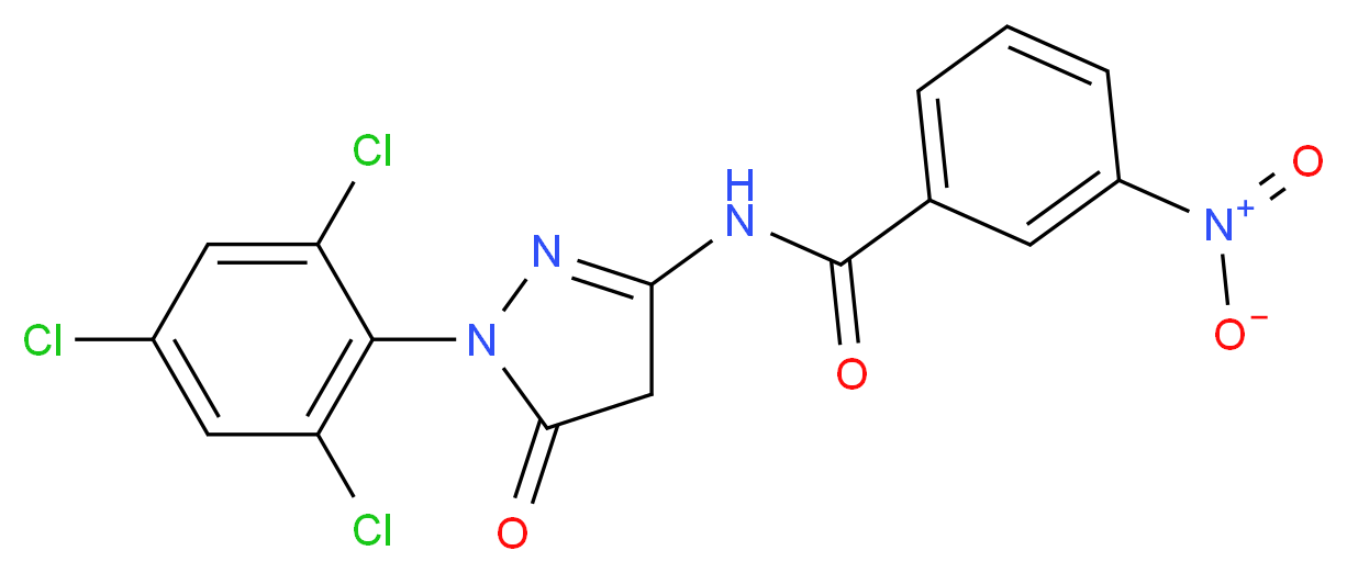 3-nitro-N-[5-oxo-1-(2,4,6-trichlorophenyl)-4,5-dihydro-1H-pyrazol-3-yl]benzamide_分子结构_CAS_63134-25-8