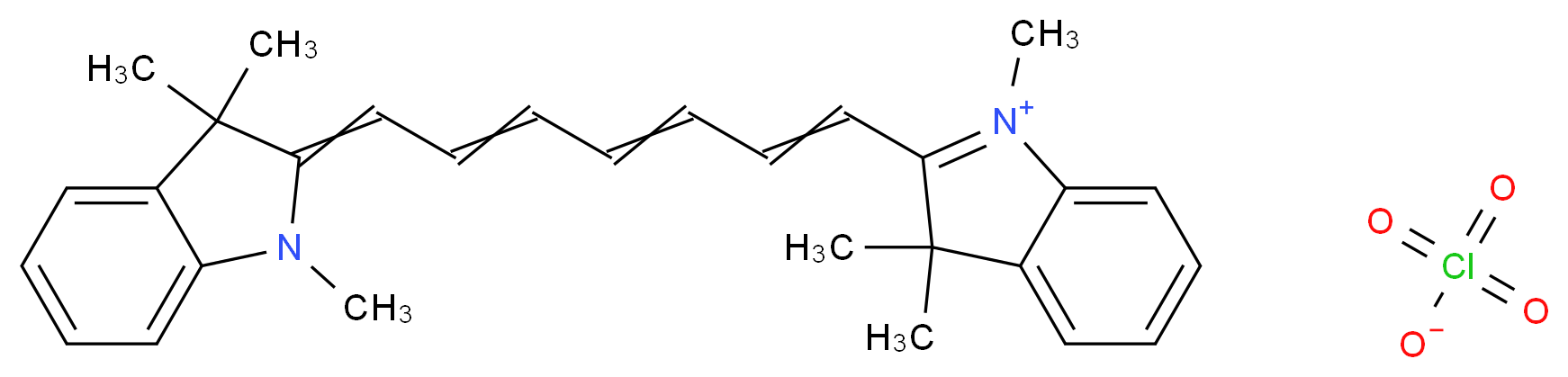 1,3,3-trimethyl-2-[7-(1,3,3-trimethyl-2,3-dihydro-1H-indol-2-ylidene)hepta-1,3,5-trien-1-yl]-3H-indol-1-ium perchlorate_分子结构_CAS_16595-48-5