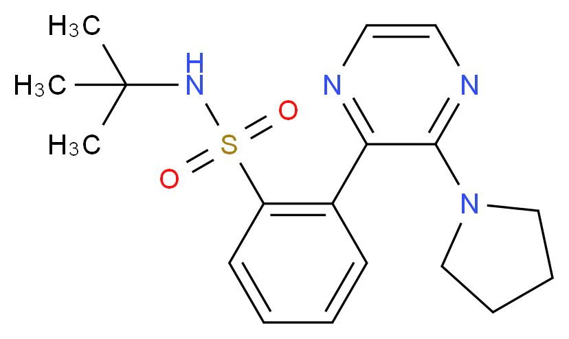 N-(tert-butyl)-2-(3-pyrrolidin-1-ylpyrazin-2-yl)benzenesulfonamide_分子结构_CAS_)