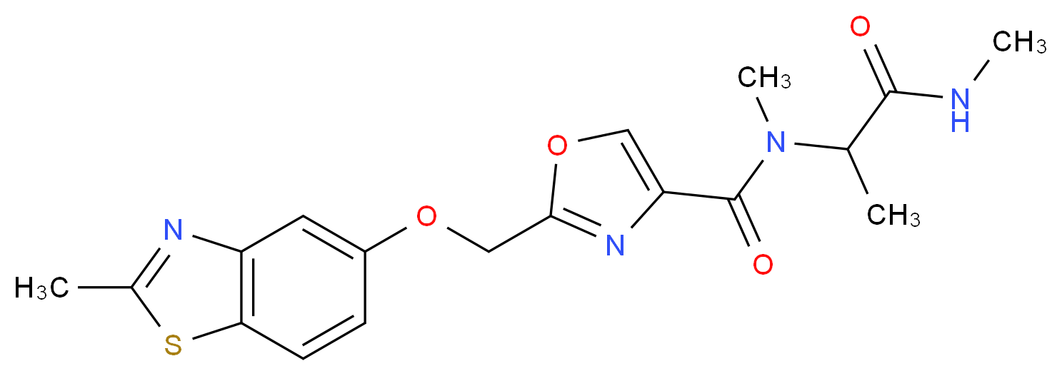 N-methyl-2-{[(2-methyl-1,3-benzothiazol-5-yl)oxy]methyl}-N-[1-methyl-2-(methylamino)-2-oxoethyl]-1,3-oxazole-4-carboxamide_分子结构_CAS_)