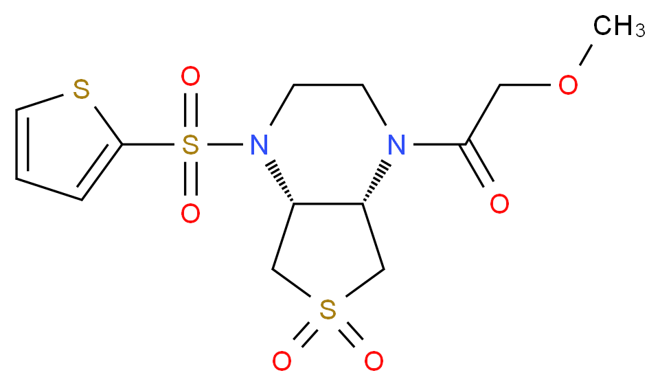 (4aR*,7aS*)-1-(methoxyacetyl)-4-(2-thienylsulfonyl)octahydrothieno[3,4-b]pyrazine 6,6-dioxide_分子结构_CAS_)