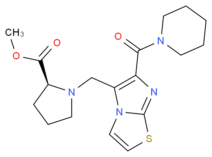methyl 1-{[6-(1-piperidinylcarbonyl)imidazo[2,1-b][1,3]thiazol-5-yl]methyl}-L-prolinate_分子结构_CAS_)