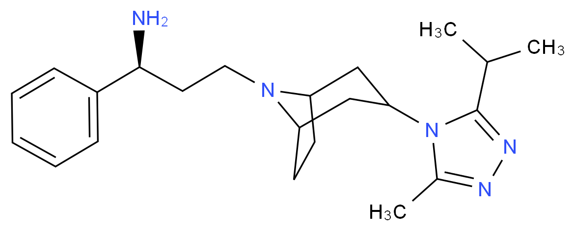 (1S)-3-[3-(3-Isopropyl-5-methyl-4H-1,2,4-triazol-4-yl)-exo-8-azabicyclo[3.2.1]oct-8-yl]-1-phenyl-1-propanamine _分子结构_CAS_376348-71-9)