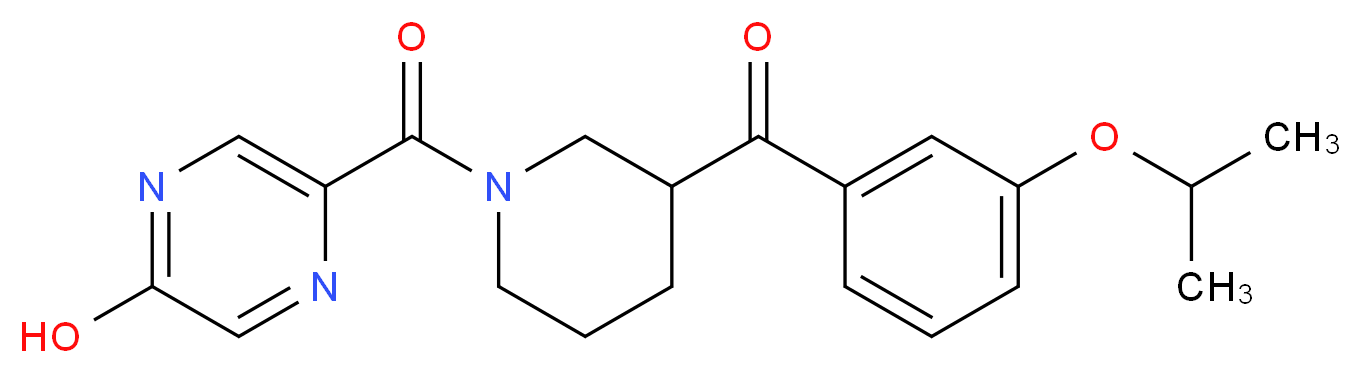 {1-[(5-hydroxypyrazin-2-yl)carbonyl]piperidin-3-yl}(3-isopropoxyphenyl)methanone_分子结构_CAS_)