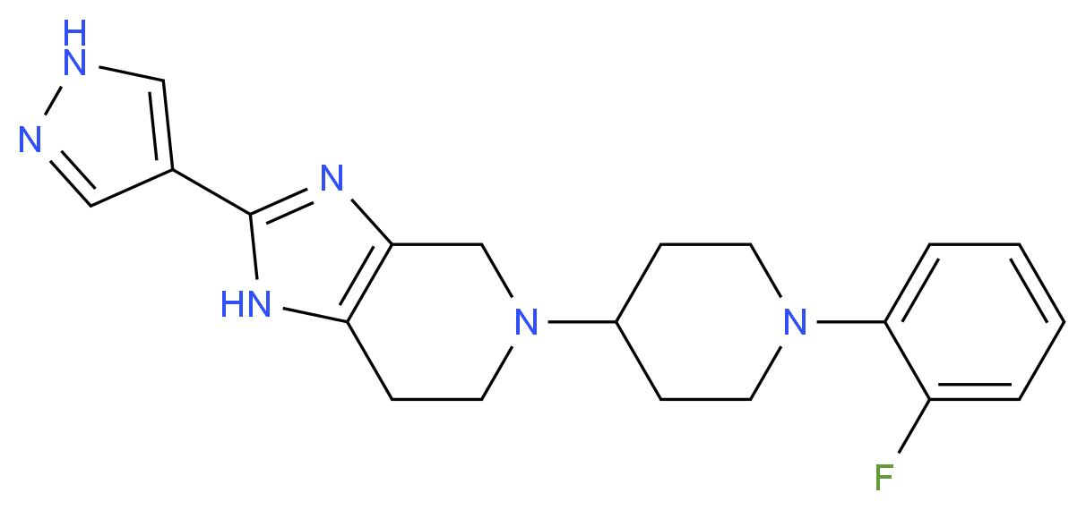 5-[1-(2-fluorophenyl)piperidin-4-yl]-2-(1H-pyrazol-4-yl)-4,5,6,7-tetrahydro-1H-imidazo[4,5-c]pyridine_分子结构_CAS_)