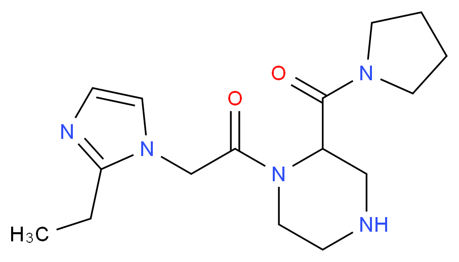 1-[(2-ethyl-1H-imidazol-1-yl)acetyl]-2-(1-pyrrolidinylcarbonyl)piperazine_分子结构_CAS_)