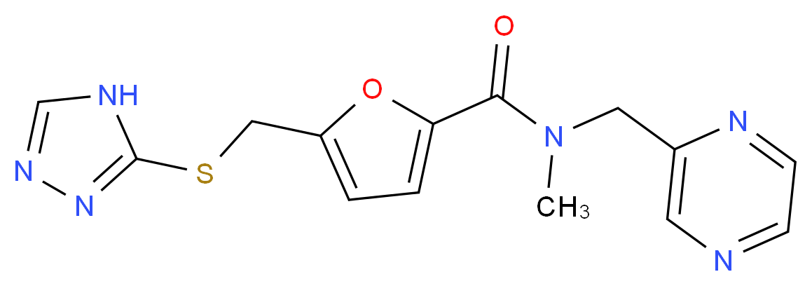 N-methyl-N-(pyrazin-2-ylmethyl)-5-[(4H-1,2,4-triazol-3-ylthio)methyl]-2-furamide_分子结构_CAS_)