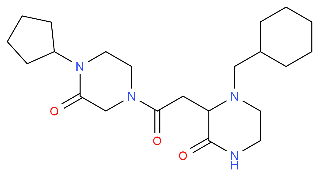 4-{[1-(cyclohexylmethyl)-3-oxo-2-piperazinyl]acetyl}-1-cyclopentyl-2-piperazinone_分子结构_CAS_)