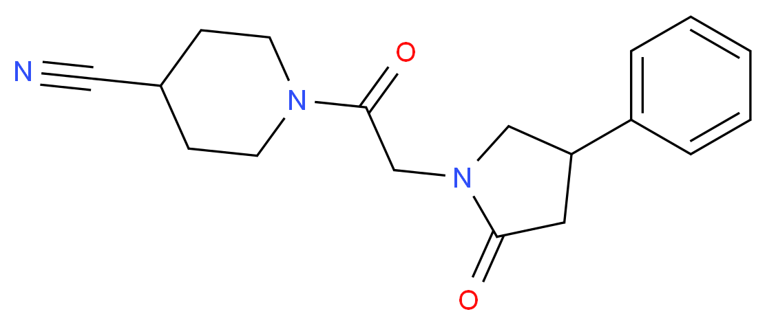 1-[(2-oxo-4-phenylpyrrolidin-1-yl)acetyl]piperidine-4-carbonitrile_分子结构_CAS_)