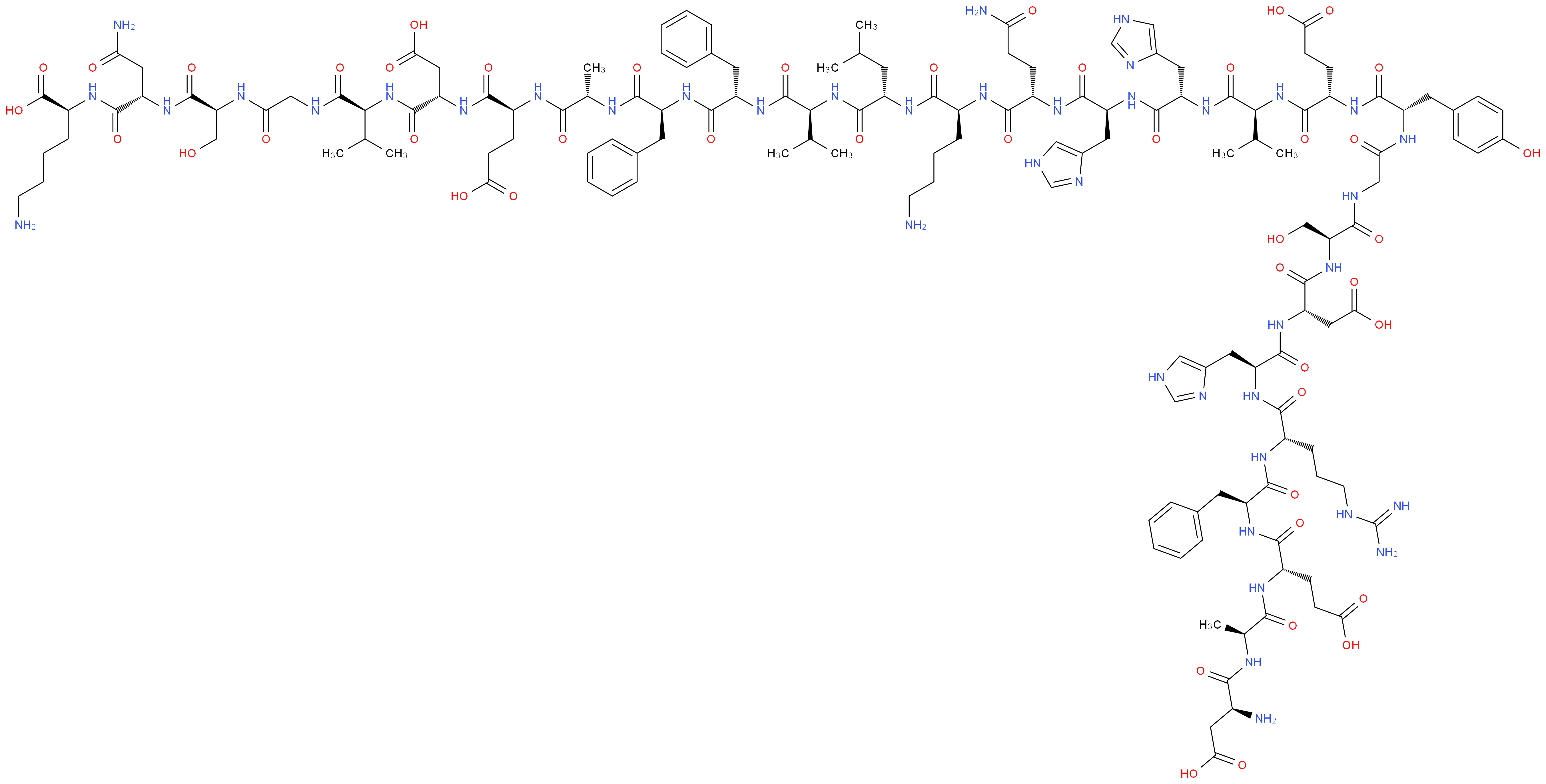 (2S)-6-amino-2-[(2S)-2-[(2S)-2-{2-[(2S)-2-[(2S)-2-[(2S)-2-[(2S)-2-[(2S)-2-[(2S)-2-[(2S)-2-[(2S)-2-[(2S)-6-amino-2-[(2S)-2-[(2S)-2-[(2S)-2-[(2S)-2-[(2S)-2-[(2S)-2-{2-[(2S)-2-[(2S)-2-[(2S)-2-[(2S)-2-[(2S)-2-[(2S)-2-[(2S)-2-[(2S)-2-amino-3-carboxypropanamido]propanamido]-4-carboxybutanamido]-3-phenylpropanamido]-5-carbamimidamidopentanamido]-3-(1H-imidazol-4-yl)propanamido]-3-carboxypropanamido]-3-hydroxypropanamido]acetamido}-3-(4-hydroxyphenyl)propanamido]-4-carboxybutanamido]-3-methylbutanamido]-3-(1H-imidazol-4-yl)propanamido]-3-(1H-imidazol-4-yl)propanamido]-4-carbamoylbutanamido]hexanamido]-4-methylpentanamido]-3-methylbutanamido]-3-phenylpropanamido]-3-phenylpropanamido]propanamido]-4-carboxybutanamido]-3-carboxypropanamido]-3-methylbutanamido]acetamido}-3-hydroxypropanamido]-3-carbamoylpropanamido]hexanoic acid_分子结构_CAS_106686-61-7