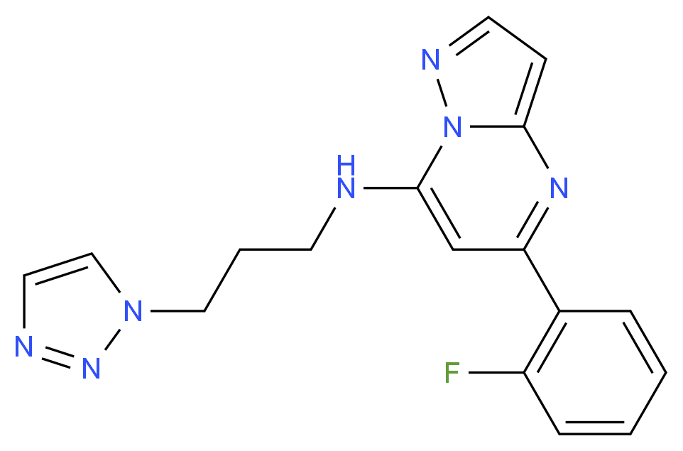 5-(2-fluorophenyl)-N-[3-(1H-1,2,3-triazol-1-yl)propyl]pyrazolo[1,5-a]pyrimidin-7-amine_分子结构_CAS_)