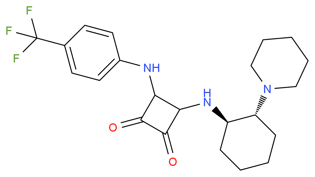 N-[(1R,2R)-2-(1-Piperidinyl)cyclohexyl]-N′-[4-(trifluoromethyl)phenyl]squaramide_分子结构_CAS_1211565-08-0)