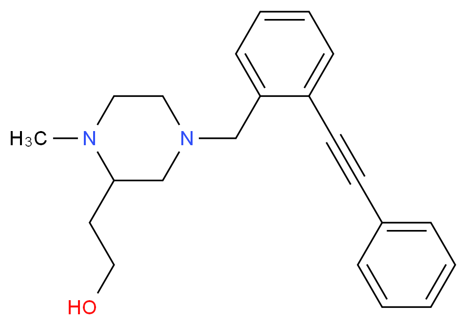 2-{1-methyl-4-[2-(phenylethynyl)benzyl]-2-piperazinyl}ethanol_分子结构_CAS_)