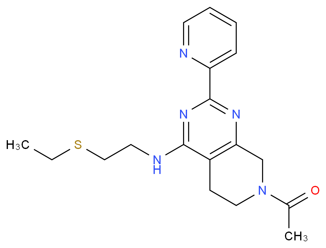 7-acetyl-N-[2-(ethylthio)ethyl]-2-pyridin-2-yl-5,6,7,8-tetrahydropyrido[3,4-d]pyrimidin-4-amine_分子结构_CAS_)