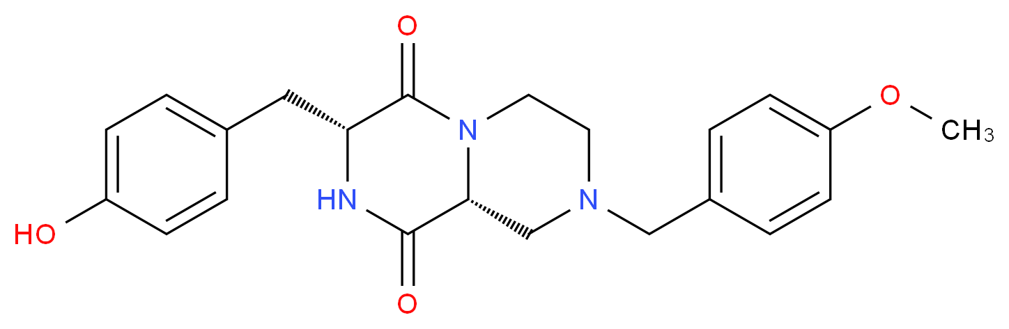 (3R,9aR)-3-(4-hydroxybenzyl)-8-(4-methoxybenzyl)tetrahydro-2H-pyrazino[1,2-a]pyrazine-1,4(3H,6H)-dione_分子结构_CAS_)