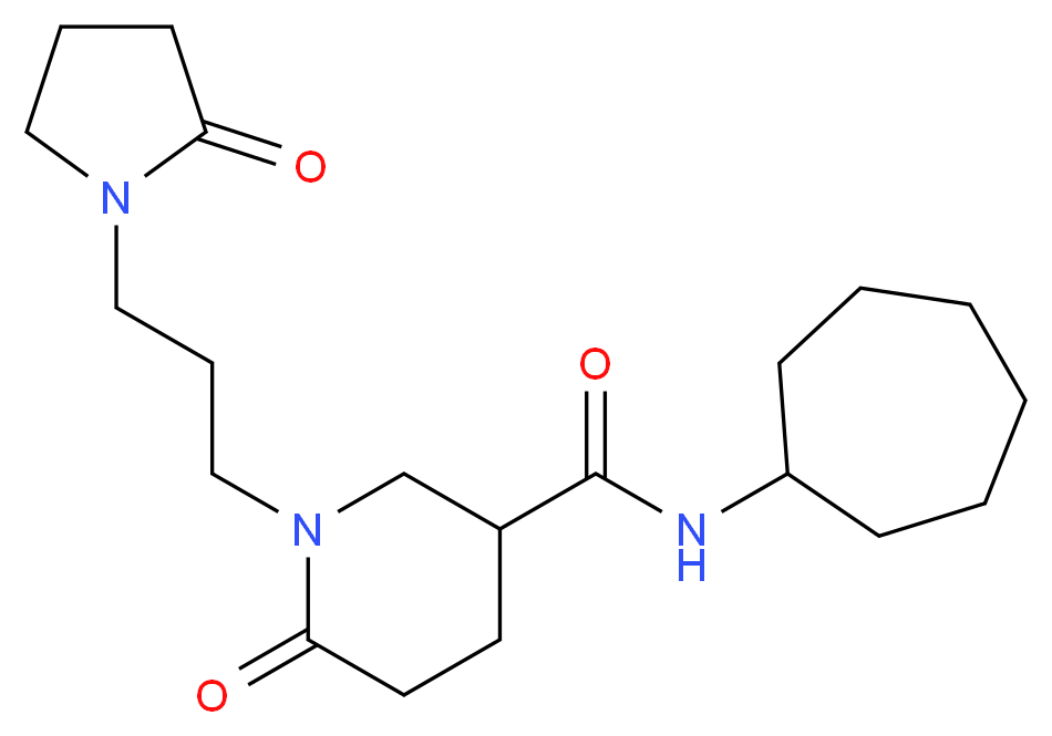 N-cycloheptyl-6-oxo-1-[3-(2-oxo-1-pyrrolidinyl)propyl]-3-piperidinecarboxamide_分子结构_CAS_)