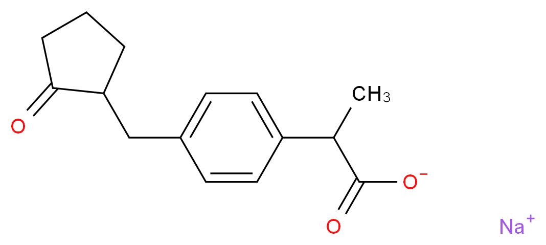 sodium 2-{4-[(2-oxocyclopentyl)methyl]phenyl}propanoate_分子结构_CAS_80382-23-6