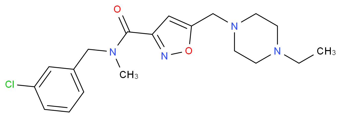 N-(3-chlorobenzyl)-5-[(4-ethylpiperazin-1-yl)methyl]-N-methylisoxazole-3-carboxamide_分子结构_CAS_)