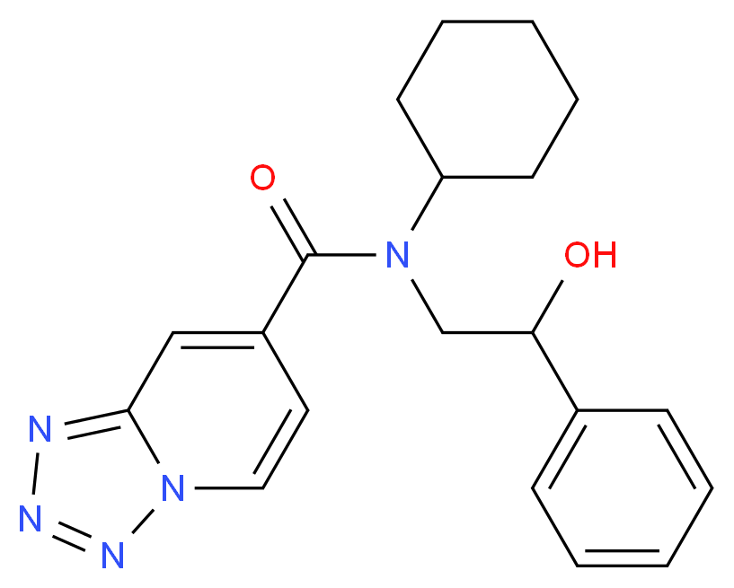 N-cyclohexyl-N-(2-hydroxy-2-phenylethyl)tetrazolo[1,5-a]pyridine-7-carboxamide_分子结构_CAS_)